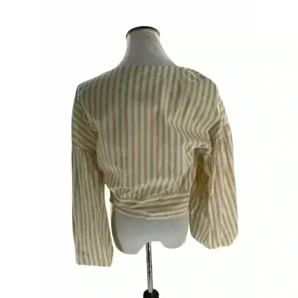 Derek Lam 10 Crosby Cropped Bell Sleeve Tie Waist Blouse Top Size - Picture 8 of 10